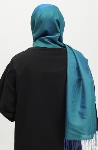 Tassel Taffeta Shawl 1268-01 Green Blue 1268-01