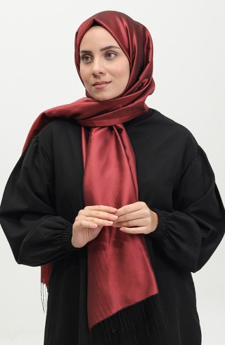 Tassel Taffeta Shawl 1268-11 Light Claret Red 1268-11