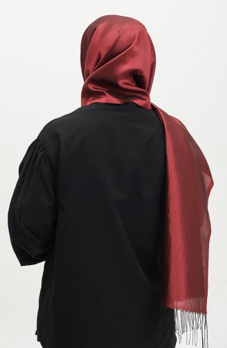 Taffeta-sjaal Met Kwastjes 1268-11 Licht Bordeauxrood 1268-11