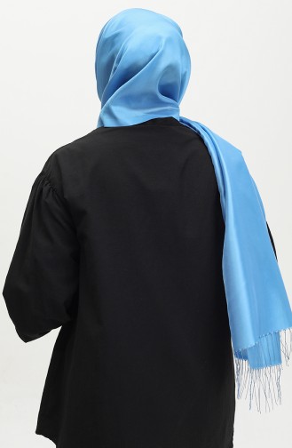 Taffetasjaal Met Kwastjes 1268-12 Blauw 1268-12