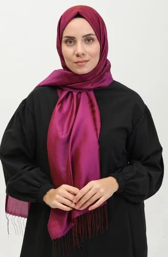 Püsküllü Tafta Şal 1268-32 Eflatun Bordo