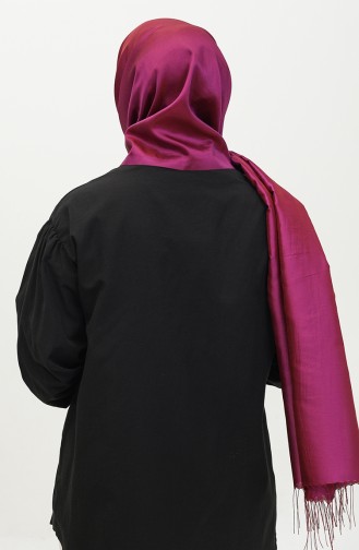 Taffeta-sjaal Met Kwastjes 1268-32 Lila Claret Red 1268-32