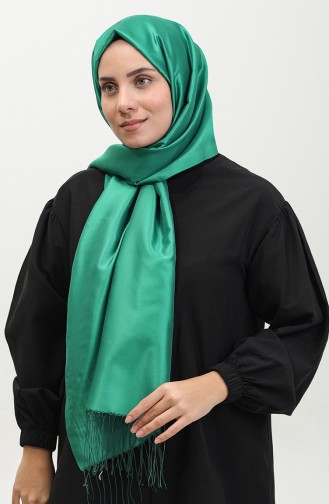 شال من قماش التفتا مُزين بشراشيب 1268-33 لون أخضر عشبي 1268-33