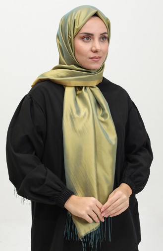 Tassel Taffeta Shawl 1268-41 Oil Green Oil 1268-41