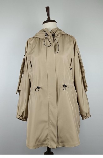 Elastic Waist Trench Coat Cream K282 329