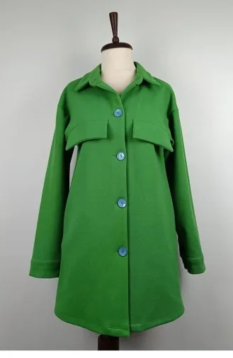 Buttoned Stamped Cap Green K313 364
