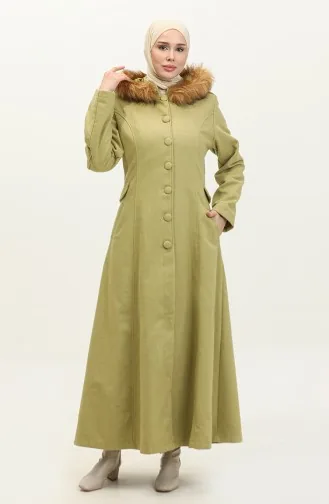 Manteau Cachemire A Capuche 712010-09 Vert Pistache 712010-09