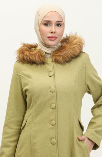 Manteau Cachemire A Capuche 712010-09 Vert Pistache 712010-09