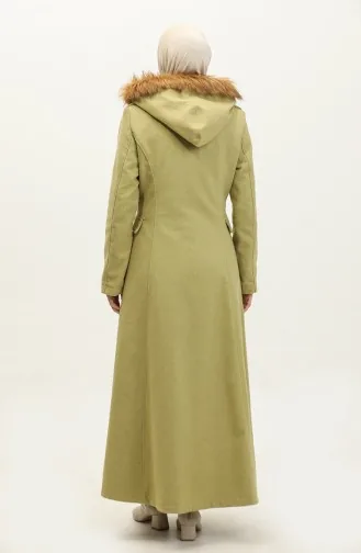 Manteau Cachemire A Capuche 712010-09 Vert Pistache 712010-09