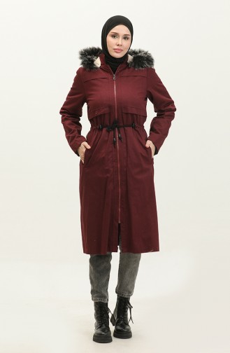 Furry Gabardine Coat 9837-04 Plum 9837-04