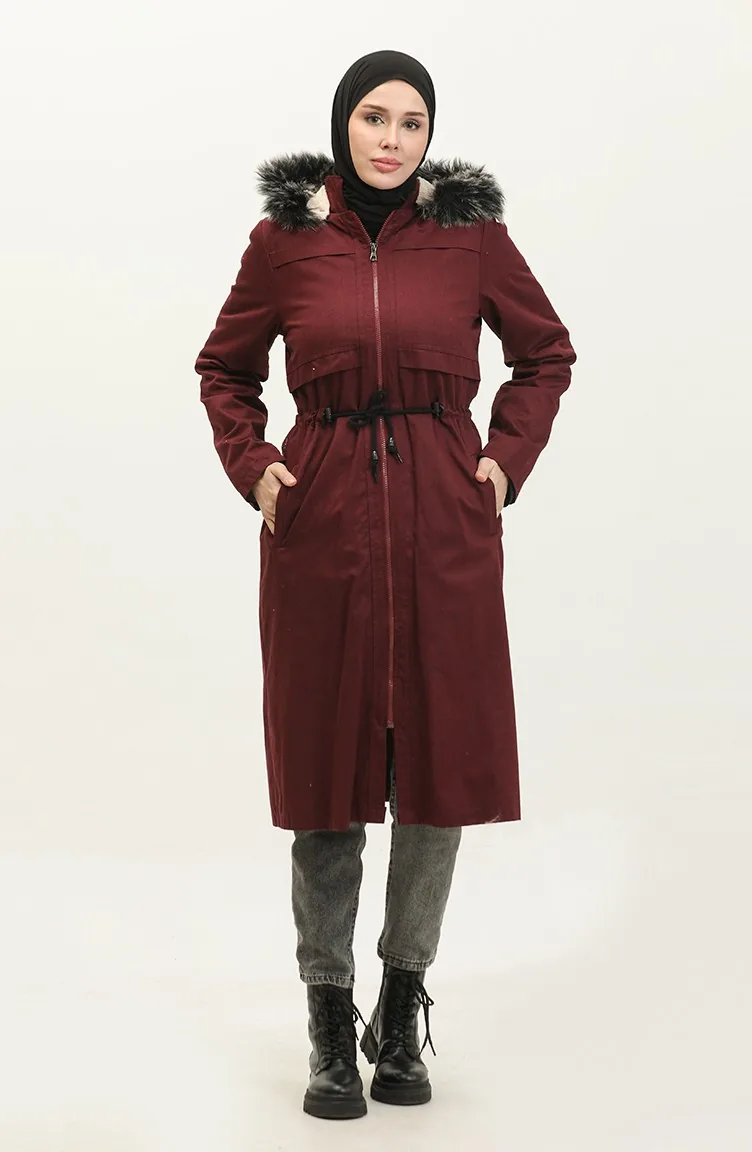 Manteau Gabardine Fourré 9837-04 Prune 9837-04
