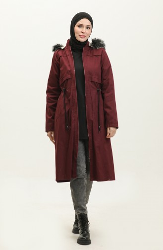 Furry Gabardine Coat 9837-04 Plum 9837-04