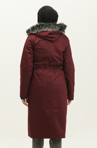 Furry Gabardine Coat 9837-04 Plum 9837-04