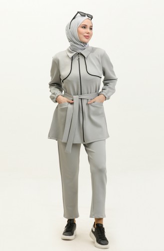 Women`s Piping Detailed Scuba Suit 1305-01 Gray 1305-01