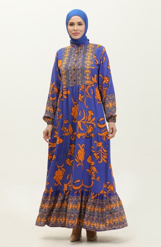 Viscose-jurk Met Knopen Aan De Voorkant 0303-03 Saks Orange 0303-03