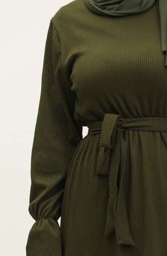 Kleid Mit Volantärmeln Und Gürtel 0304-01 Khaki 0304-01