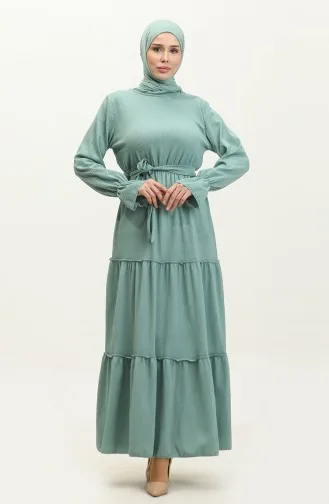 Robe Ceinturée Manches Volants 0304-02 Vert 0304-02