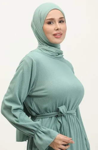 Robe Ceinturée Manches Volants 0304-02 Vert 0304-02