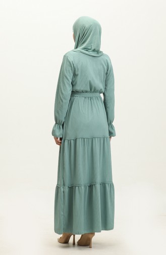 Flounced Sleeve Belted Dress 0304-02 Green 0304-02