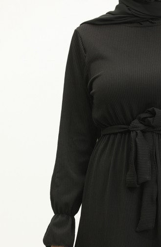 Hafza Skirt Double Layer Shirred Dress NZR003B-04 Black 003B-04