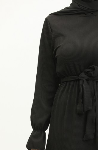 Robe A Ceinture Et Volants 0304-04 Noir 0304-04