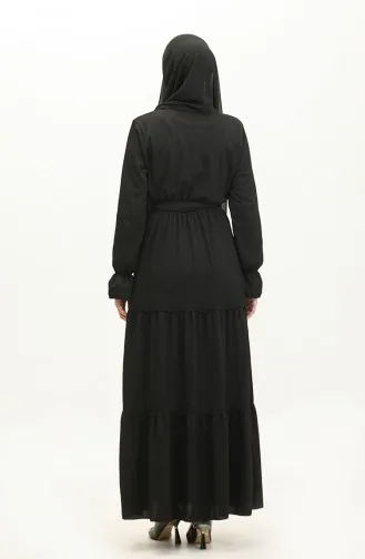 Volantkleid Mit Gürtel Und Gürtel 0304-04 Schwarz 0304-04
