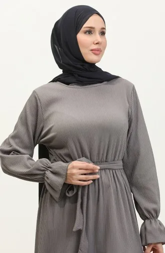 Robe Ceinturée Manches Volants 0304-05 Gris 0304-05