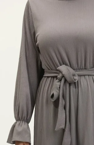 Robe Ceinturée Manches Volants 0304-05 Gris 0304-05