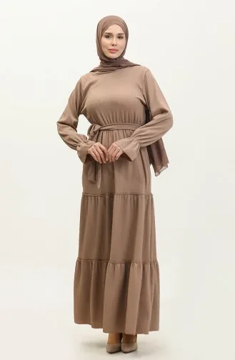 Kleid Mit Gürtel Und Volantärmeln 0304-06 Nerz 0304-06