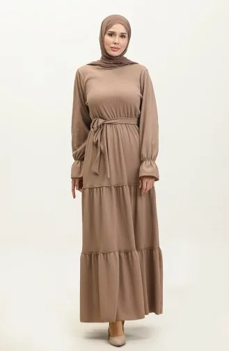 Kleid Mit Gürtel Und Volantärmeln 0304-06 Nerz 0304-06