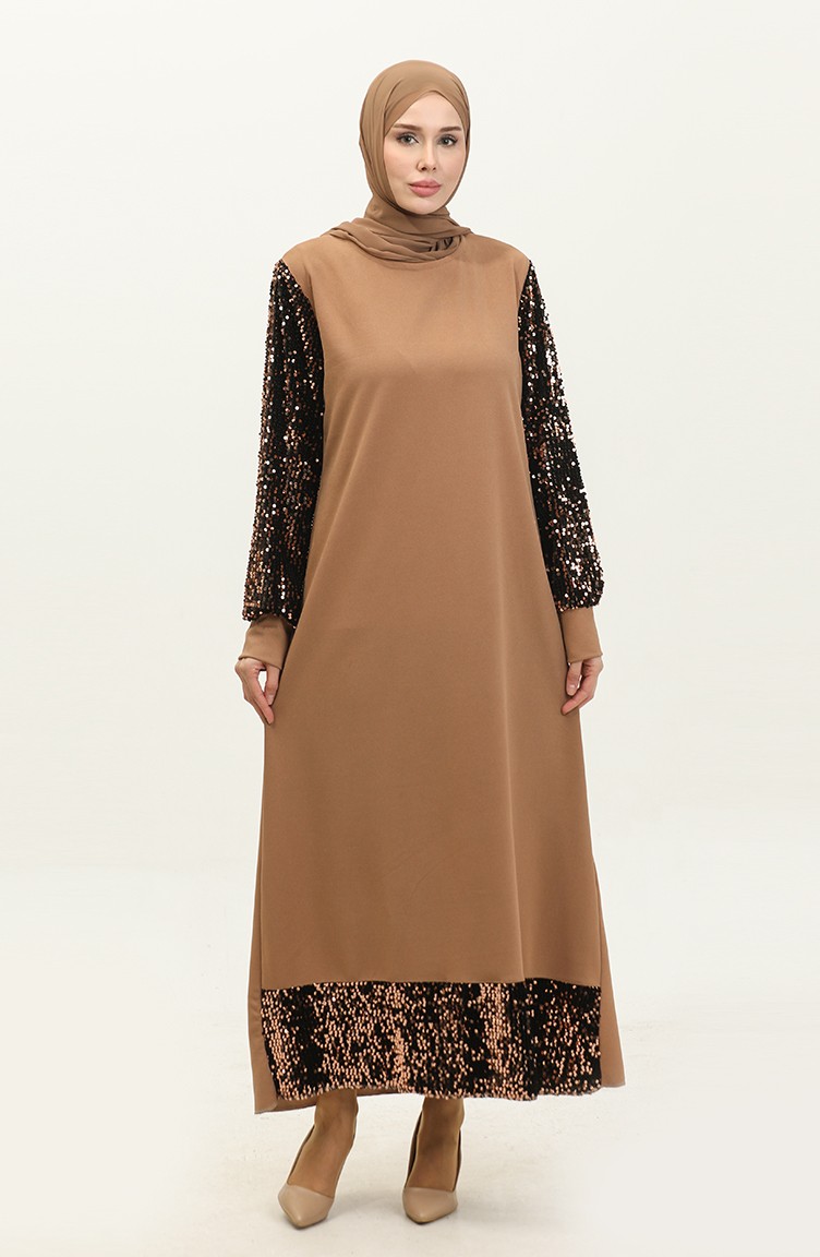 Abendkleid Mit Pailletten 0305-04 Nerz 0305-04