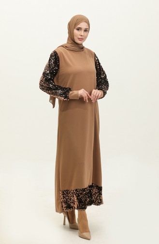 Abendkleid Mit Pailletten 0305-04 Nerz 0305-04