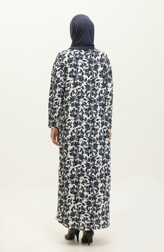 Robe Longue à Motifs 8687-01 Bleu Marine 8687-01