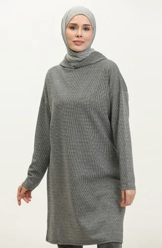 Hooded winter Tunic 8678-01 Black Gray 8678-01