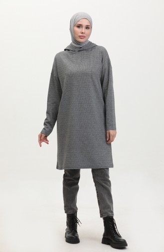 Hooded winter Tunic 8678-01 Black Gray 8678-01