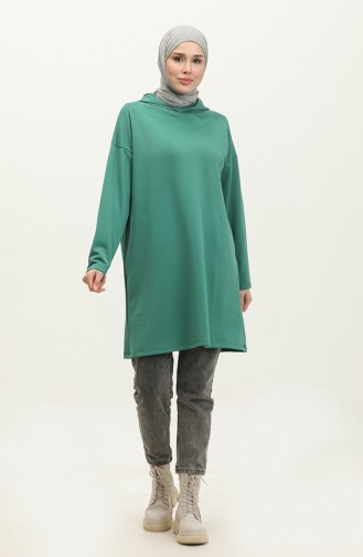 Kapüşonlu Mevsimlik Tunik 8684-01 Yeşil