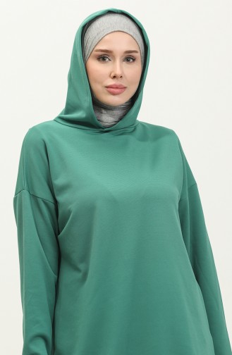 Kapüşonlu Mevsimlik Tunik 8684-01 Yeşil