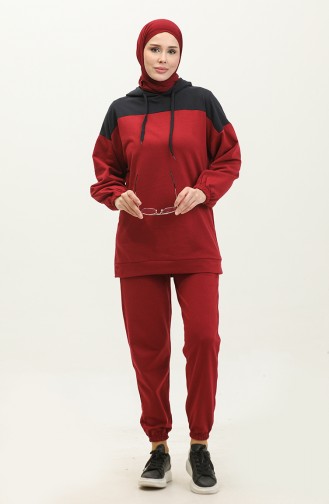 Hooded Tracksuit 3014-04 Claret Red 3014-04
