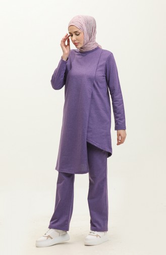 Asymmetrical Cut Two Thread Tracksuit 03076-04 Dark Lilac 03076-04