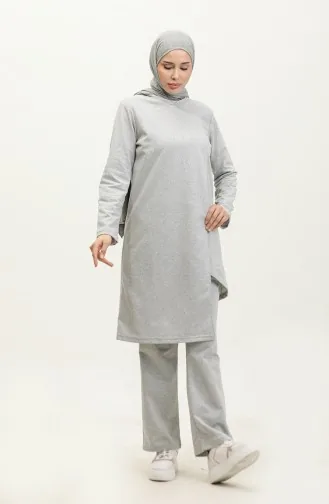 طقم رياضي خيطان غير متناظر 03076-05 رمادي 03076-05