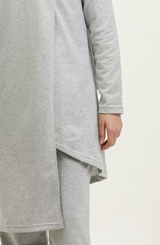 Asymmetrical Cut Two Thread Tracksuit Set 03076-05 Gray 03076-05