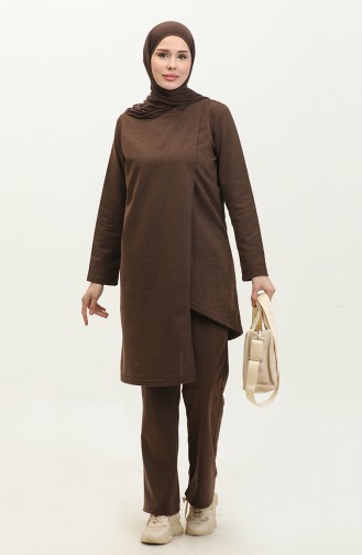 Asymmetrical Cut Two Thread Tracksuit 03076-06 Brown 03076-06