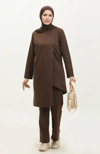 طقم رياضي خيطان غير متناظر 03076-06 بني 03076-06