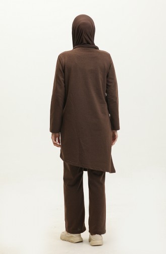 Asymmetrical Cut Two Thread Tracksuit 03076-06 Brown 03076-06