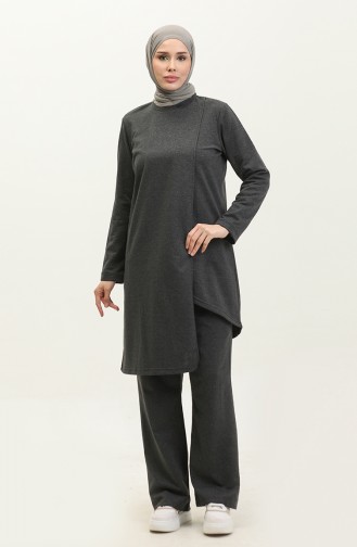 Asymmetrical Cut Two Thread Tracksuit Set 03076-08 Anthracite 03076-08