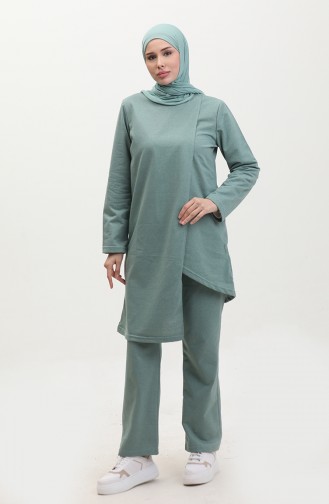 Asymmetrical Cut Two Thread Tracksuit 03076-09 Green 03076-09