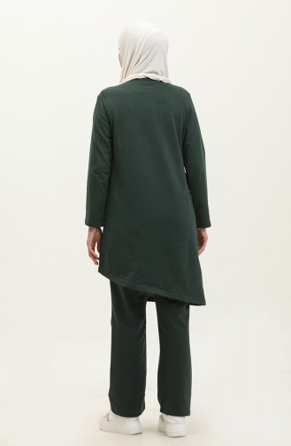 Asymmetric Cut Two-Thread Tracksuit Set 03076-10 Emerald Green 03076-10