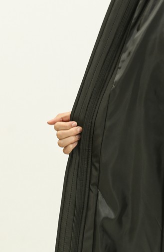 فيفيزا معطف فرو بتصميم مُبطن وغطاء للرأس 8515-01 لون أسود 8515-01