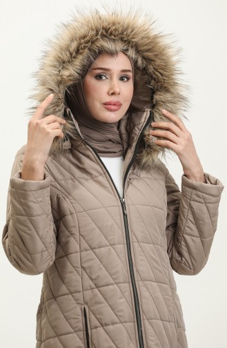 Manteau Matelassé Long Fourré 505324-04 Vison 505324-04