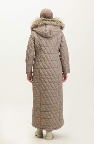 Furry Long Quilted Coat 505324-04 Mink 505324-04